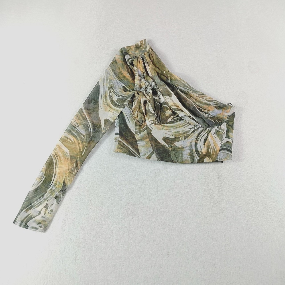 Zara Tops Womens Size XS Multicolor One Shoulder‎ Asymmetrical Corsetry Cropped